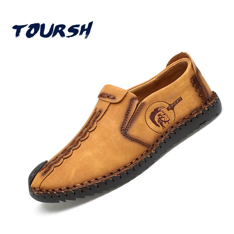 TOURSH/модная повседневная обувь мужские кожаные оксфорды Мужские дышащие zapatos nauticos