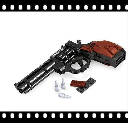 Ausini p22511 Револьвер пистолет Мощность оружия Модель 1:1 3D модель кирпич Building Block