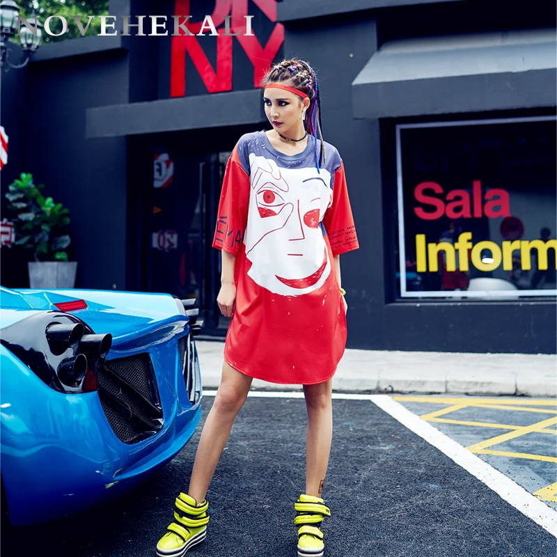 Женская футболка с принтом граффити свободная длинная в молодежном стиле