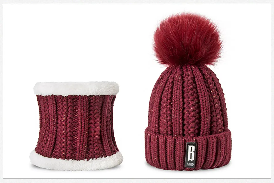 Fashion Pompoms Women Winter Hat Scarf Set Girls Boys Warm Knitted Caps Scarves Men Female Sets 2 Pieces Unisex Hats Scarves