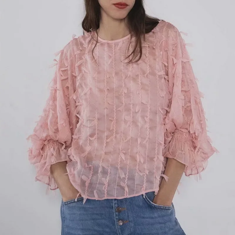 Индивидуальность женская шифоновая блузка рубашка Лето 2019 Новая мода с длинным