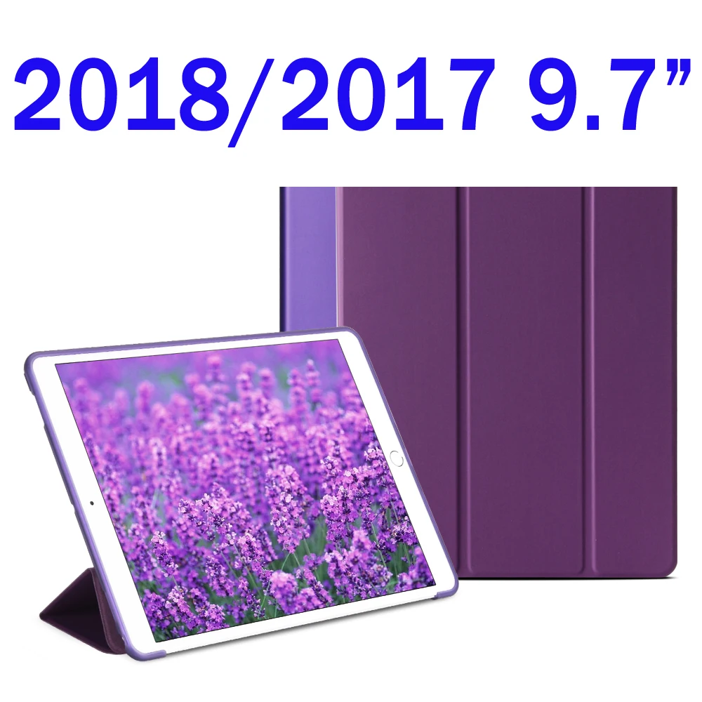 Для iPad Air 2 Air 1 чехол для iPad чехол Funda ультра тонкий из искусственной кожи Чехол Мягкий силиконовый чехол для iPad 9,7 6th поколения Чехол - Цвет: Purple 2018