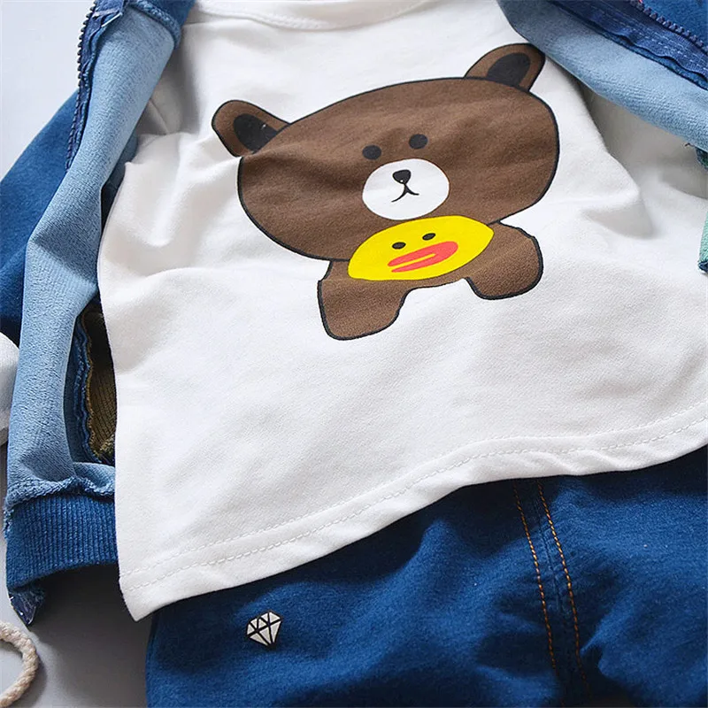 boys clothing 2018 new fashion casual 0-4 years baby boy clothes cartoon coat+T-shirt+pant set | Детская одежда и обувь