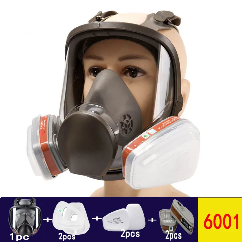 7IN1-6001 Большой размер полная лицевая 6800 противогаз респиратор живопись распыление для живописи химическая лабораторная, медицинская защитная маска - Цвет: 7IN1-6001