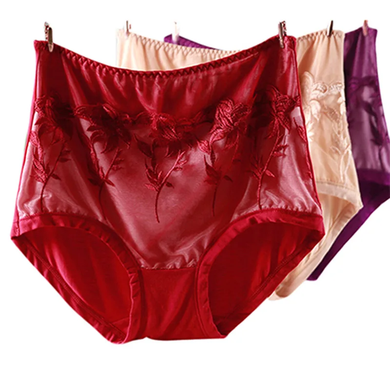 

Plus Size Women's Luxury Panties Comfortable Embroidery Sexy Cotton Women Panty Briefs High Waist Underwear Lingerie Calcinha