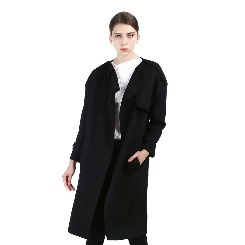 Для женщин длинные кашемировое пальто Новинка 2017 года шерстяное зимняя куртка