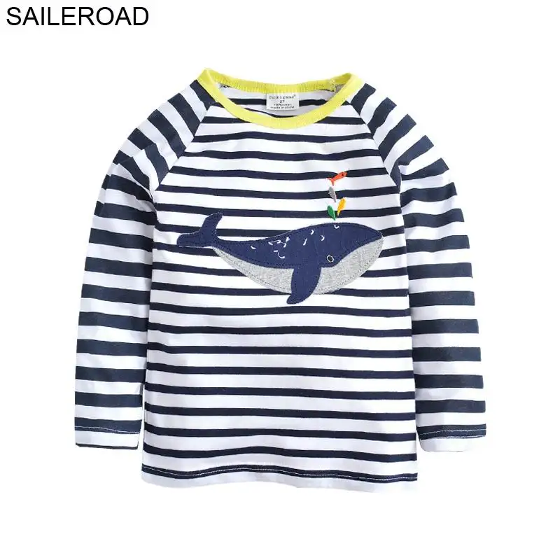 SAILEROAD 2-7Year Дети Дети Одежда с длинным рукавом Осень года Мультфильм Cat Девушки Топы Тис Одежда для девочек Топы с длинным рукавом