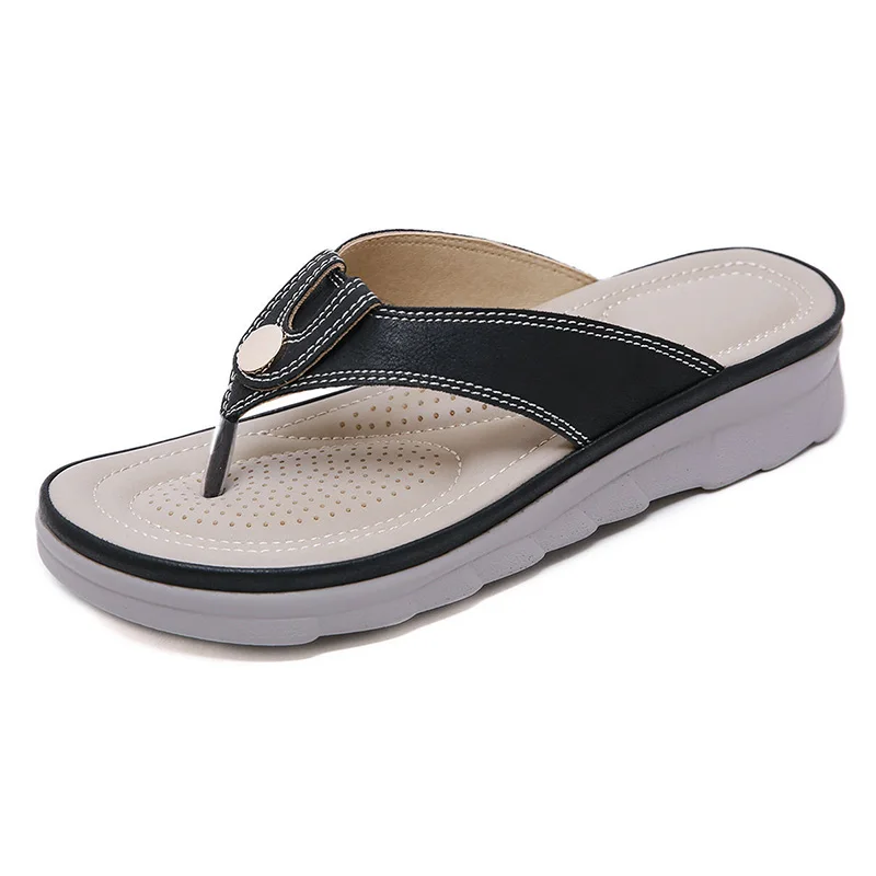 Женские мягкие сандалии на плоской подошве повседневные пляжные черного и