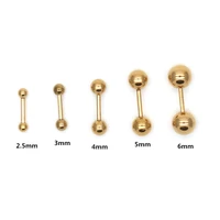se02 gold color plated titanium screw back balls stud earrings stainless steel jewelry 2 5mm to 6mm
