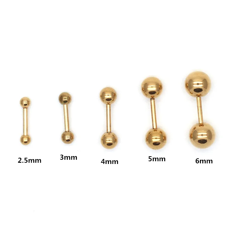 SE02 ювелирные изделия из нержавеющей стали серьги-гвоздики с шариками золотым