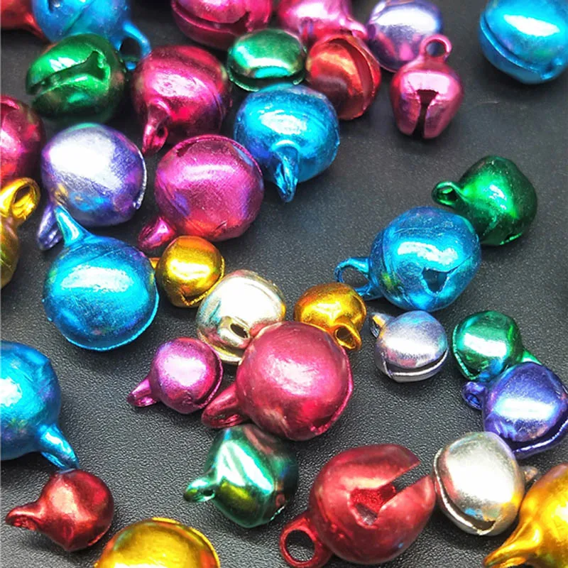 DIY 100 шт. 6/8/10 мм модные бусы смесь цветов свободные бусины маленькие колокольчики рождественские украшения подарок для браслет Цепочки и ожерелья