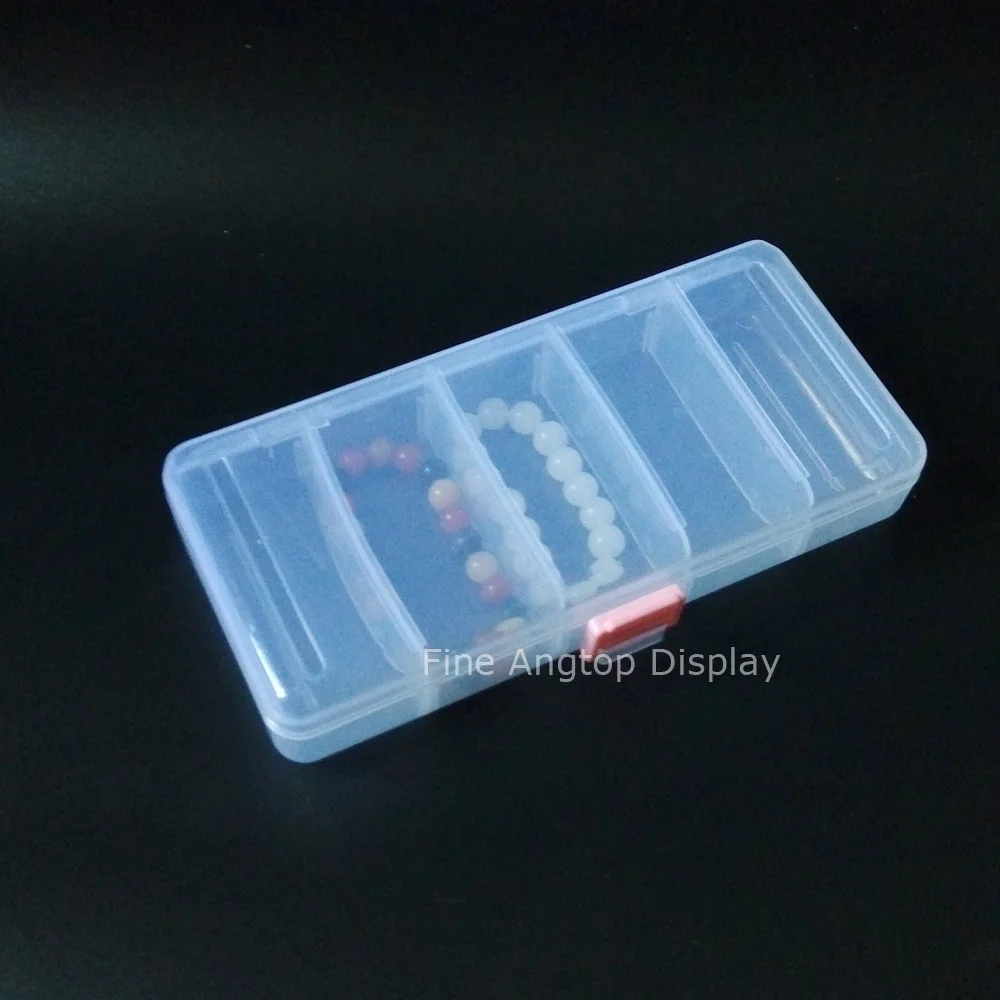 Plastic jewelry storage box with 5 dividers for bracelet organizer  jewelry beads packaging box