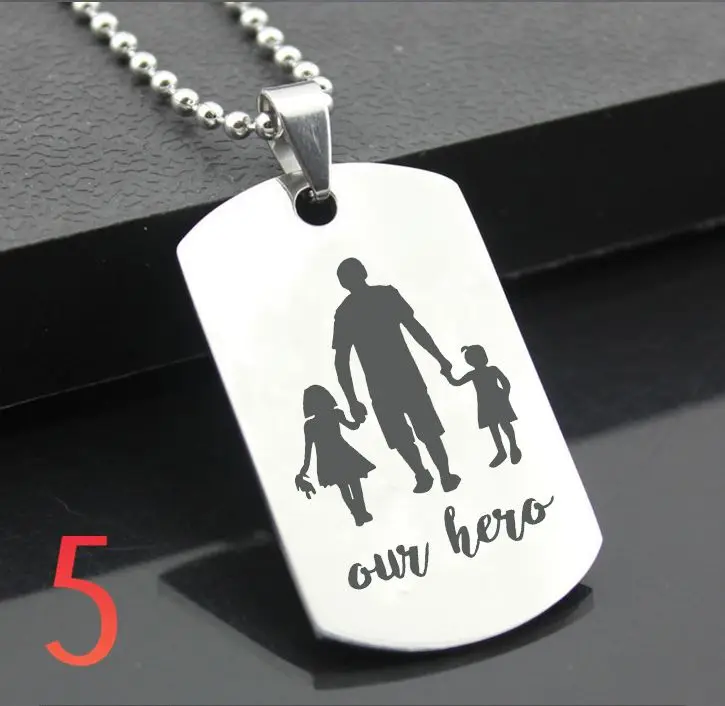 

Perfect JL Father and son Western Style Army card Personalized Diy Letters Pendant Steel Necklace personality Gifts FYZ01
