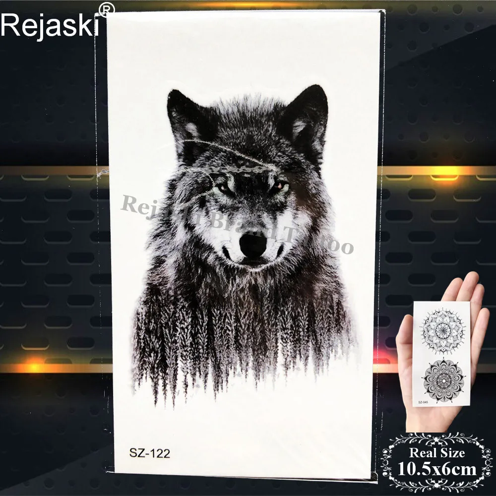 PSZ122 Rejaski Black Artist Временные татуировки для женщин на руку Лев татуировки наклейки для мужчин тела шеи геометрический Тигр водостойкие татуировки наклейка - Цвет: PSZ122