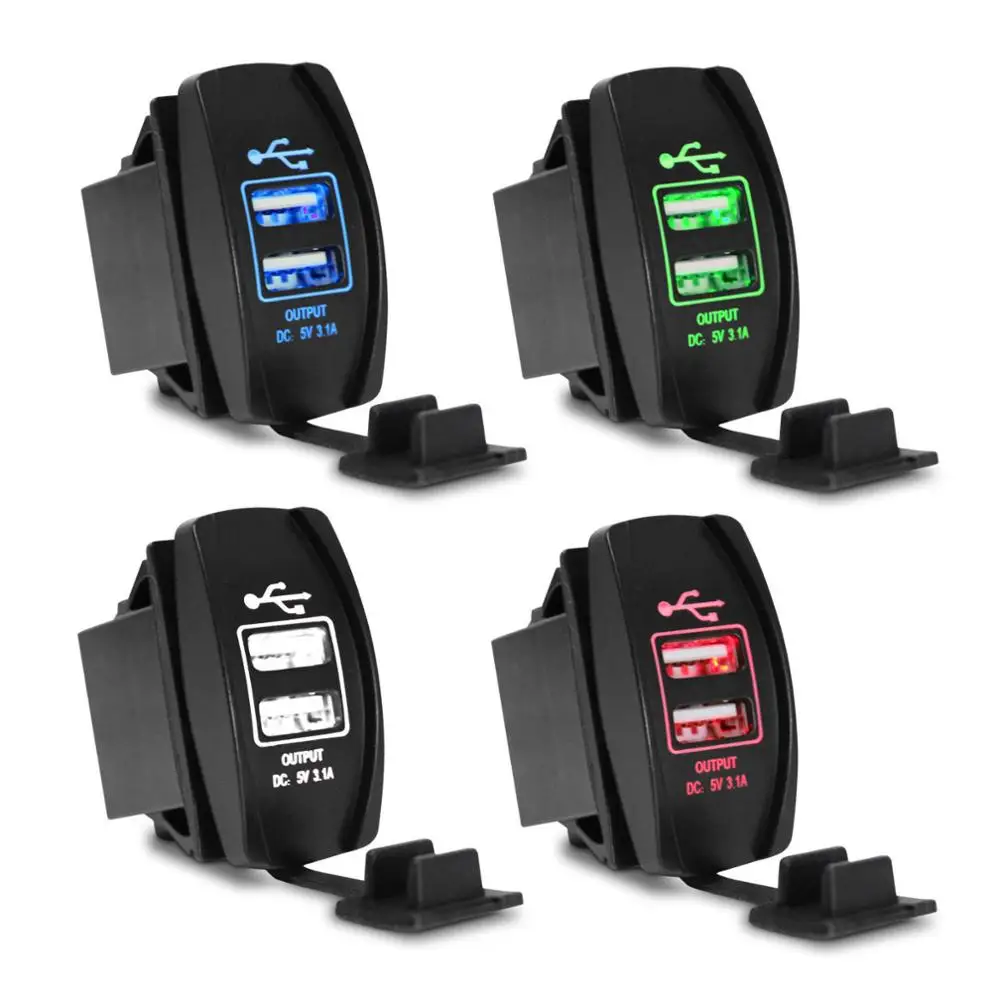 Doxingye Водонепроницаемый светодиодный 12 V-24 V 3.1A Dual USB Питание автомобиля Зарядка порт розетка для мотоциклов и автомобилей - Название цвета: Mixing