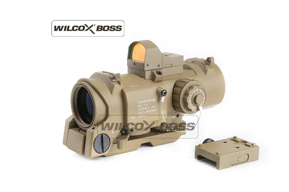 Tan Красный точечный прицел 1-4x32F+ HD400 оптический прицел охотничий страйкбол прицел - Цвет: Tan
