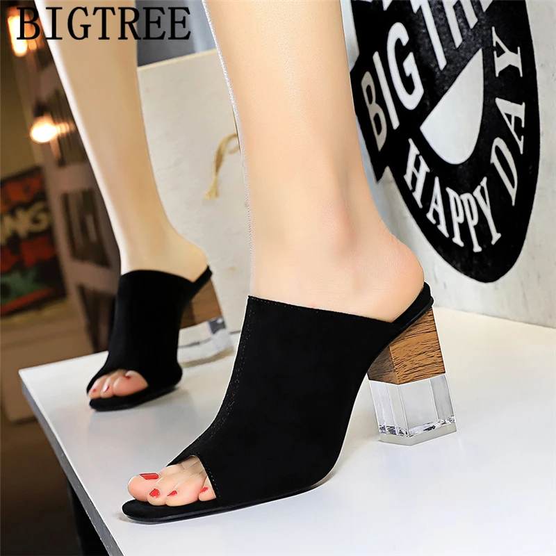 Женские офисные туфли Босоножки на высоких каблуках открытый носок без пяток