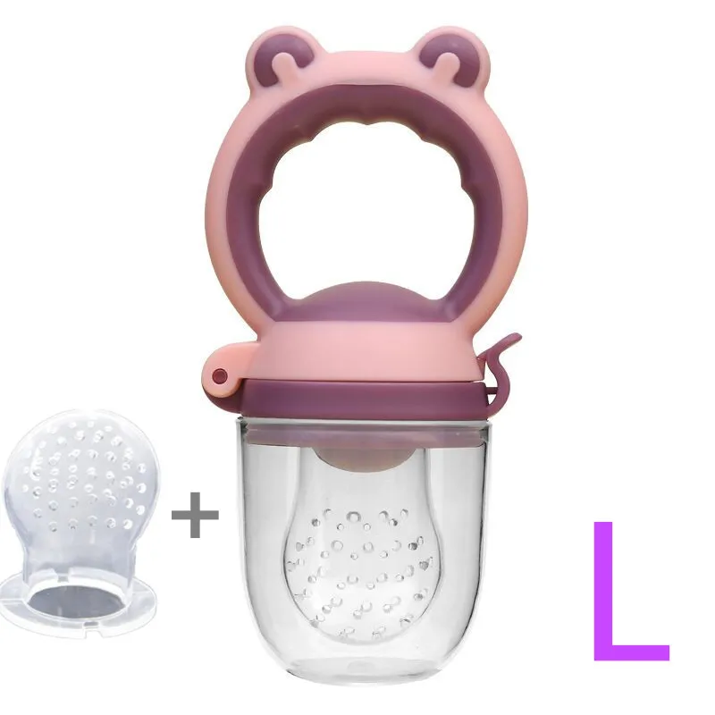 StyleA-Purple-L 1 шт., силиконовая соска-Кормушка для младенцев, насадка в виде головы лягушки, молочный присоска для свежих фруктов, детский тренировочный сосок, соска, соска, бутылочки - Цвет: StyleA-Purple-L