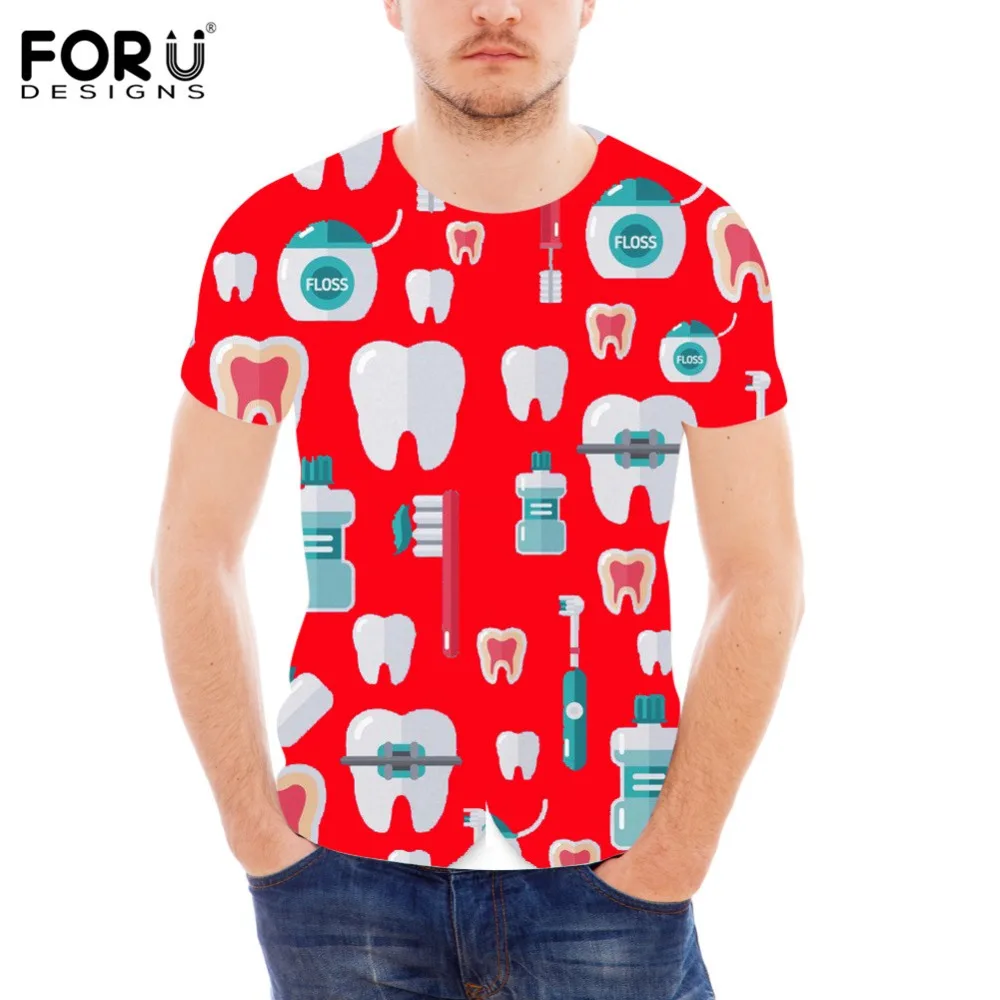 Новинка 2018 летние мужские футболки FORUDESIGNS с дантистом модная повседневная