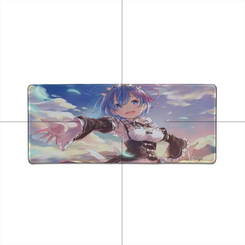 Lock Edge 30x80cm MaiYaCa Rem Re Zero Аниме девушка резиновая мышь прочный Настольный коврик для мыши анти-корабль блокировка клавиатуры коврик большой игровой коврик для мыши - Цвет: Lock Edge 30x80cm