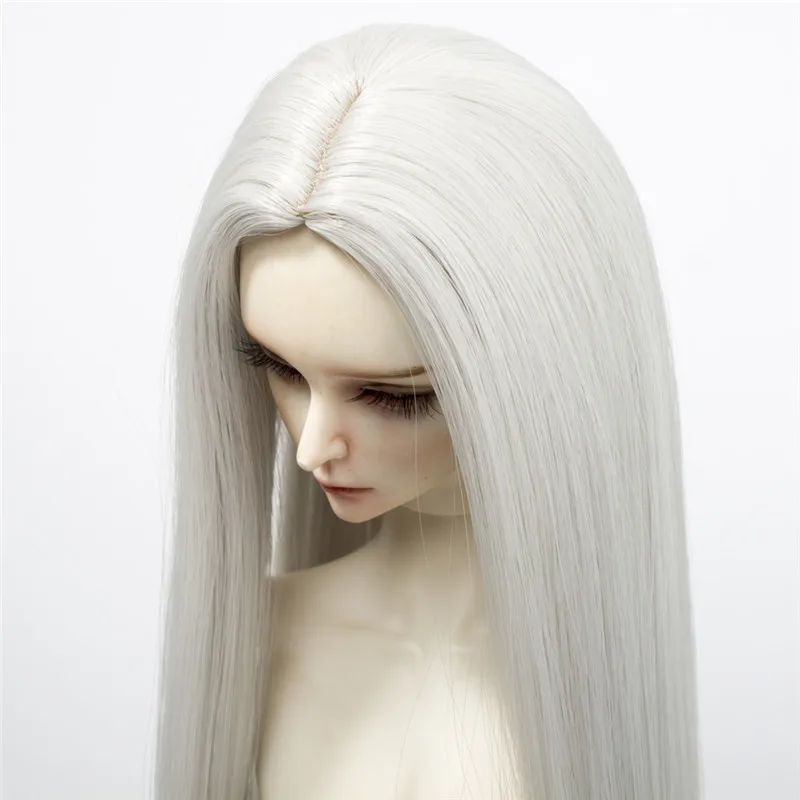 Парики для кукол BJD/SD, длинные прямые волосы, белый, хаки, серый, коричневый, черный цвет, волосы для 1/6, 1/4, 1/3, куклы, теплоизоляционное синтетическое волокно