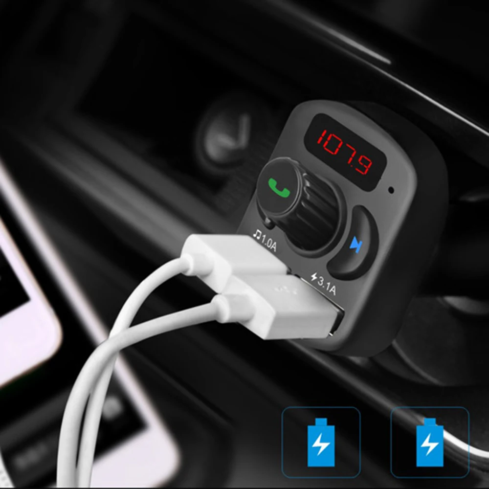 Автомобильный комплект fm передатчик 3.1A быстрое зарядное устройство USB Bluetooth 5 0