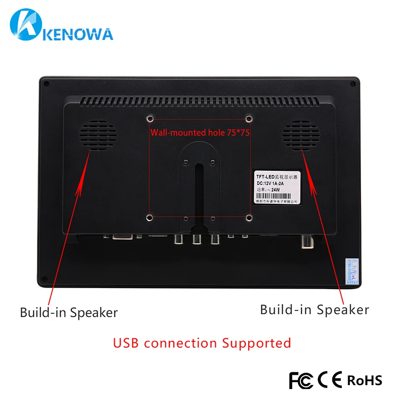 10,1 дюймов 1366x768 портативный монитор для PS3/PS4 XBOX360 Raspberry Pi Windows 7 8 10 система видеонаблюдения с VGA HDMI BNC USB входом
