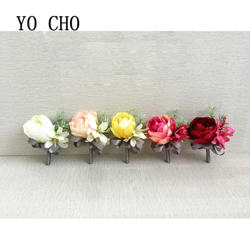 

YO CHO Wedding Prom Corsage Goom Bride Wrist Corsages Rose Handmade boutonniere Groom Bridesmaid Groomsmen Flowers Boutonniere