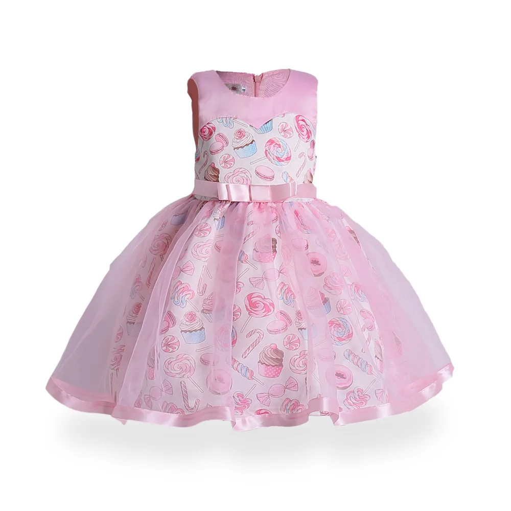 

Fancy Pink Bow Princess Kids Girls Dress Pink Birthday Wedding Party Baby Dresses Fancy Candy Cupcake Children Frocks 3-9 Years