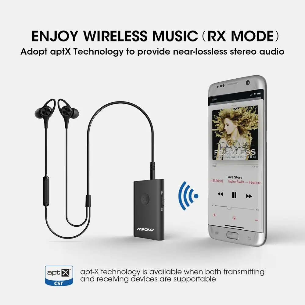 Портативный Bluetooth передатчик Mpow 2 в 1 беспроводной Aux адаптер 3 5 мм с поддержкой