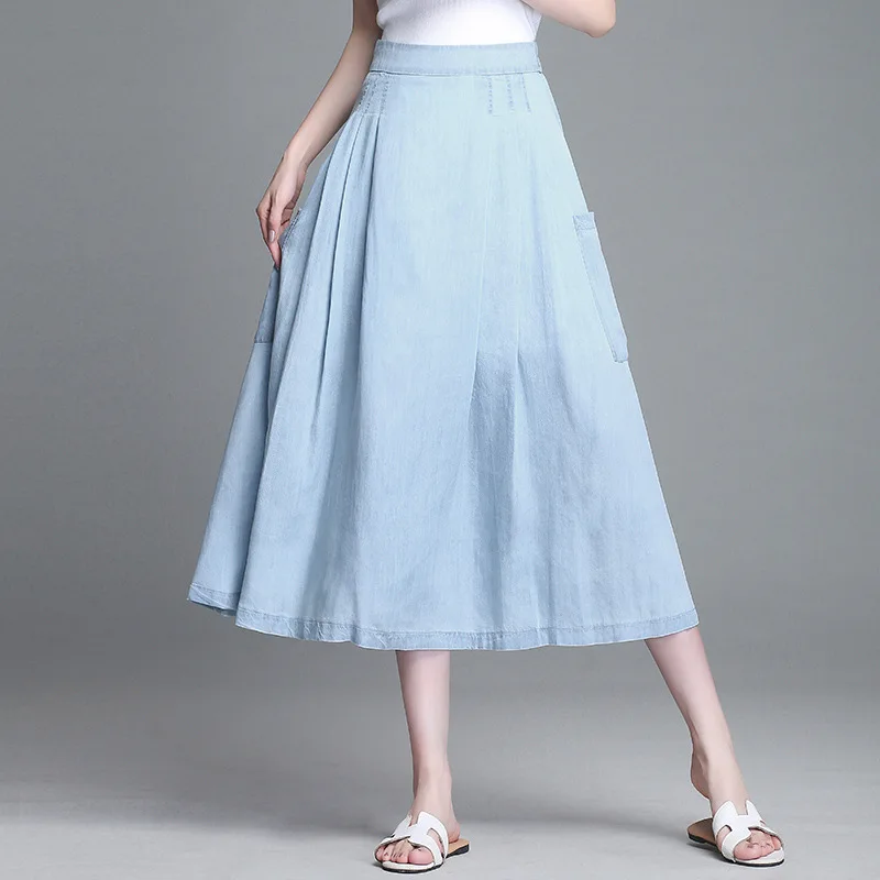 Небесно-голубая шифоновая юбка Вадим Тюлевая женская boho fem me большой размер