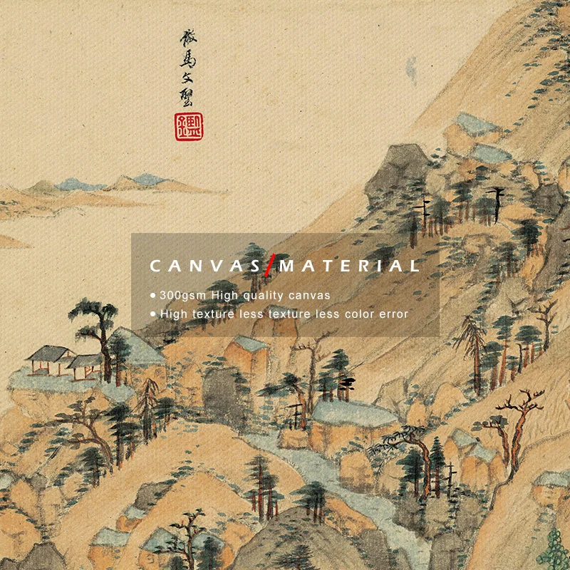 

ART ZONE Chinese Retro Landscape Forest Scroll Painting prints Wall Art Canvas posters Artwork Home living room office den decor