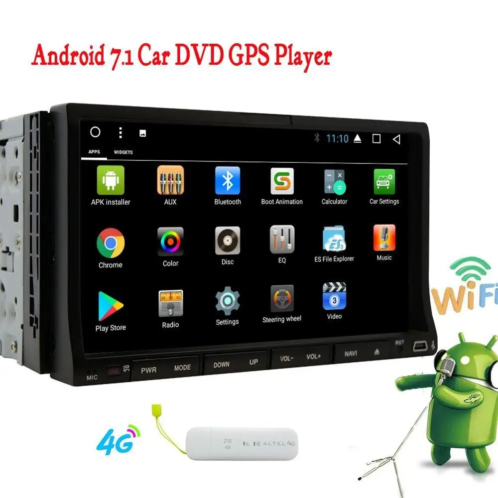 Android 7.1 автомобиль Радио стерео автомобильной 7 'ƈ Дин DVD CD плееры в тире