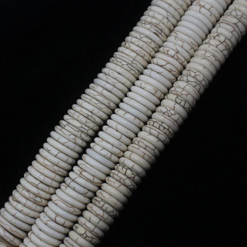

Mini. order is $7! 3x14,16,18mm White Turquoises Rondelle Abacus Beads 15"