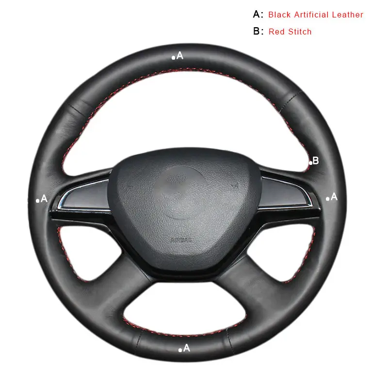 Artificial Leather Автомобильная Оплетка на руль для Skoda Octavia Fabia Rapid 2013- Superb 2013- Yeti автомобильные чехлы - Название цвета: Artificial Leather