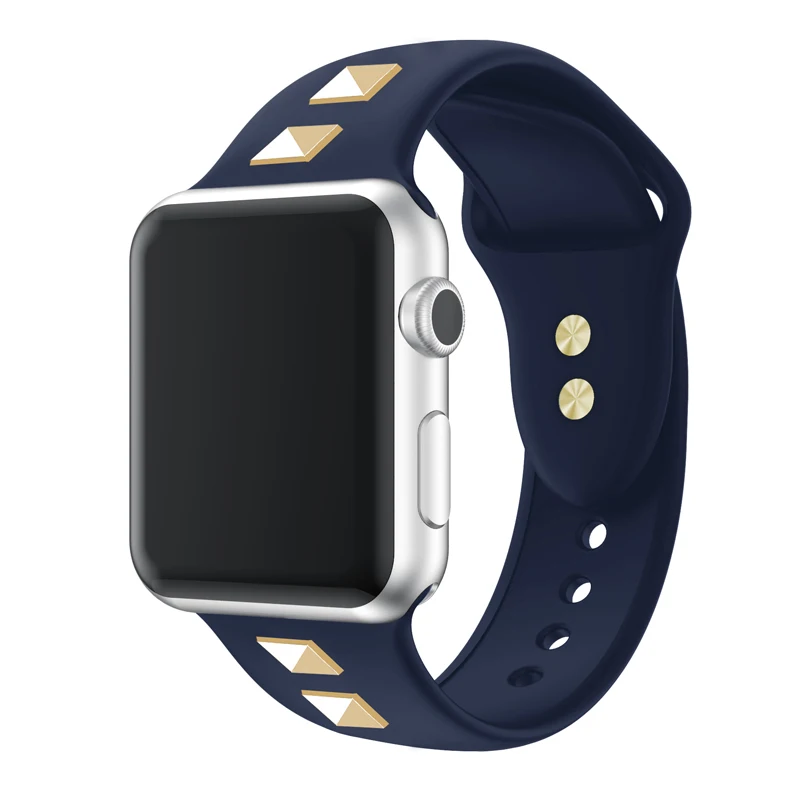 Мягкий спортивный силиконовый ремешок для Apple Watch ремешок 44 мм 40 мм 42 мм 38 мм браслет для iwatch 4 3 2 1 панк заклепки Стиль Ремешки для наручных часов