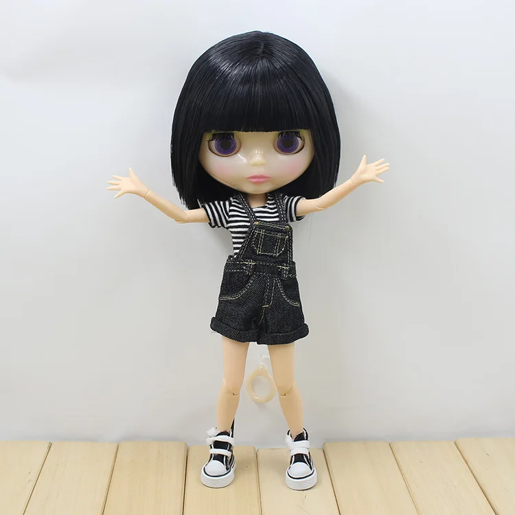 ICY factory шарнирная кукла blyth toy короткие черные волосы шарнирное тело полупрозрачное лицо 30 см голая кукла