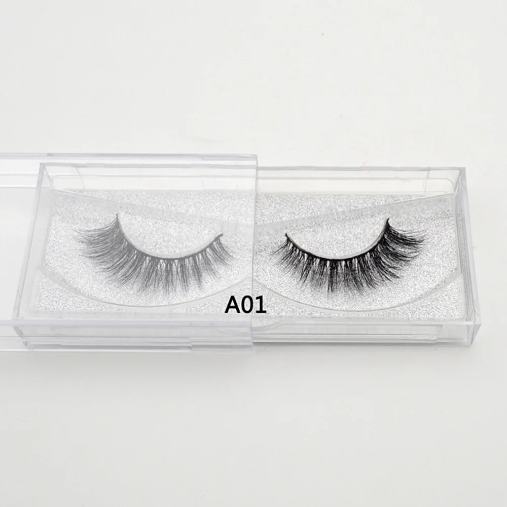 A01 3D норки Lashes Ресницы Накладные ресницы мягкие Красота multi-стили ресницы с блестками упаковка ручной работы для Макияж a01-a10 - Длина: A01