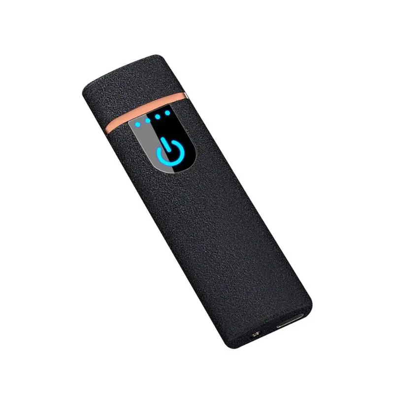Коричневый 1PC USB Charging Lighter Touch Screen Electronic Cigarette Lighters Small Rechargeable Windproof Men Gift Smoking Accessories - Цвет: Коричневый