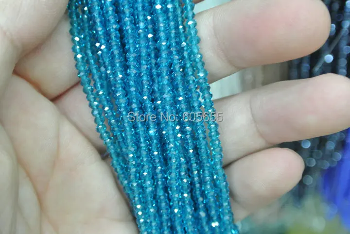 

2 мм прозрачные небесно-голубые стеклянные бусины с кристаллами Rondelle, модные ювелирные изделия, бесплатная доставка