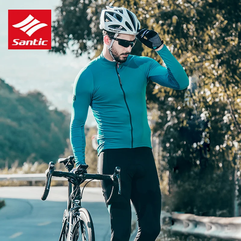Santic Men Long Sleeve Cycling JerseysComfortable Sun-protective Road Bike MTB Top Jersey Spring Autumn Jerseys | Спорт и