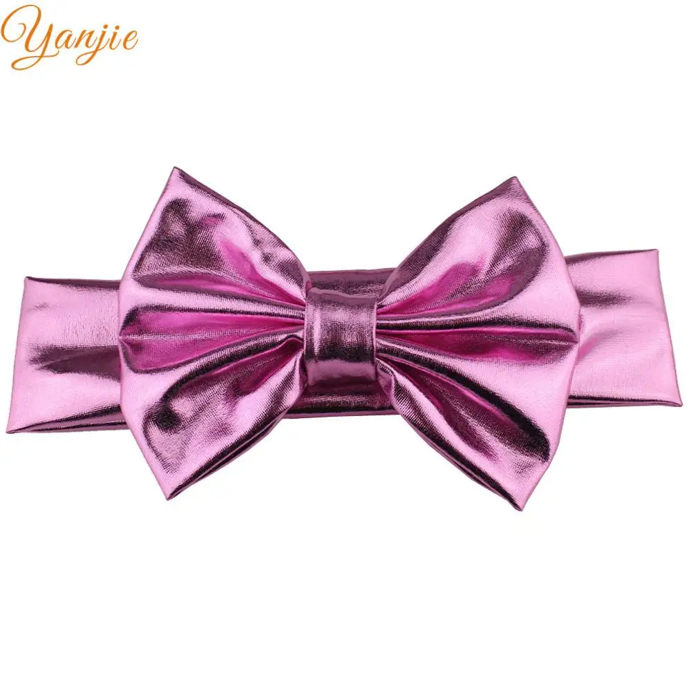 " большой блеск металлический грязный лук оголовье hair bows девочек и малышей блестки лук ободки для девочки diy аксессуары для волос резинки для волос повязка на голову резинка провод повязки для девочек - Цвет: pink