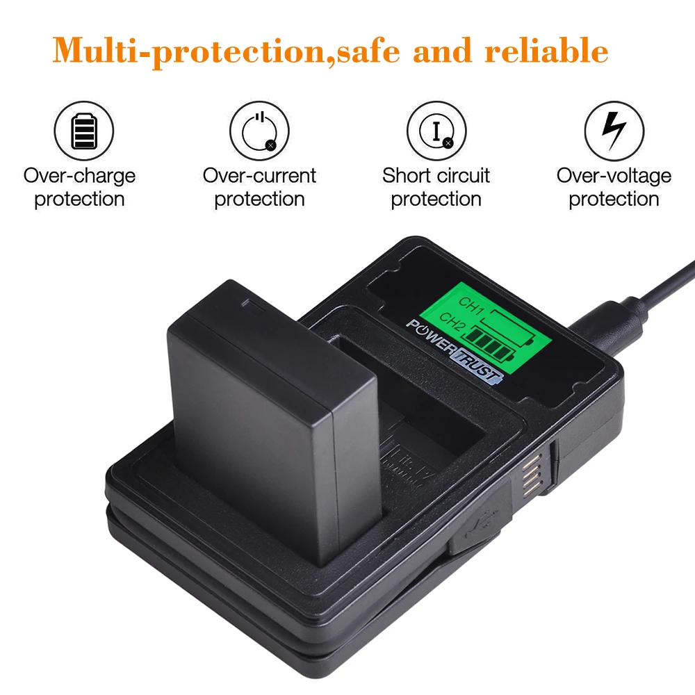 PowerTrust DMW-BLC12 DMW-BLC12E батарея+ ЖК USB двойной зарядное устройство для Panasonic Lumix DMC-FZ200, FZ300, FZ1000, FZ2500, G5, G6, G7, GX8