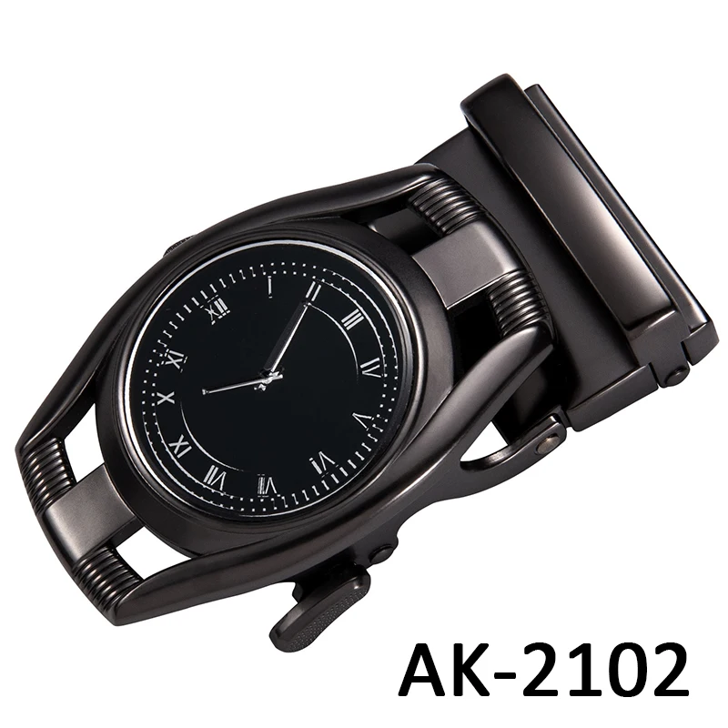 AK-2102 Бренд Hi-Tie, дизайнерский ремень с пряжками, модные часы, часы с пряжками, ремень, роскошный ремень из натуральной кожи, мужские Модные черные поясные ремни - Цвет: AK-2102
