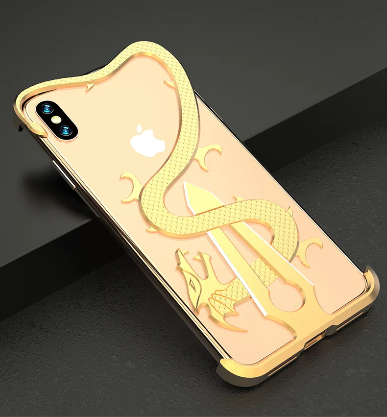 2 в 1 дизайн Высокое качество китайский дракон и меч чехол для iPhone XR XS задняя крышка металлический бампер чехол рамка для iPhone Xs Max