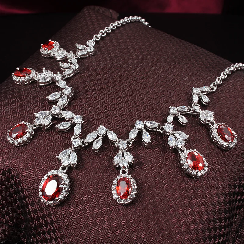 M & W ювелирных изделий нежный водослива Dazzle Прозрачный Красный AAA Zircon Цепочки и