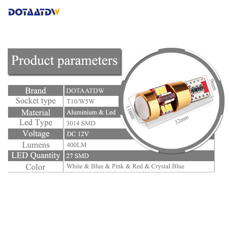 DOTAATDW 2PCS New Style T10 W5W 168 194 Car LED 3014SMD Auto Door Mirror License Plate Parking Bulb Width light|Сигнальная лампа| |