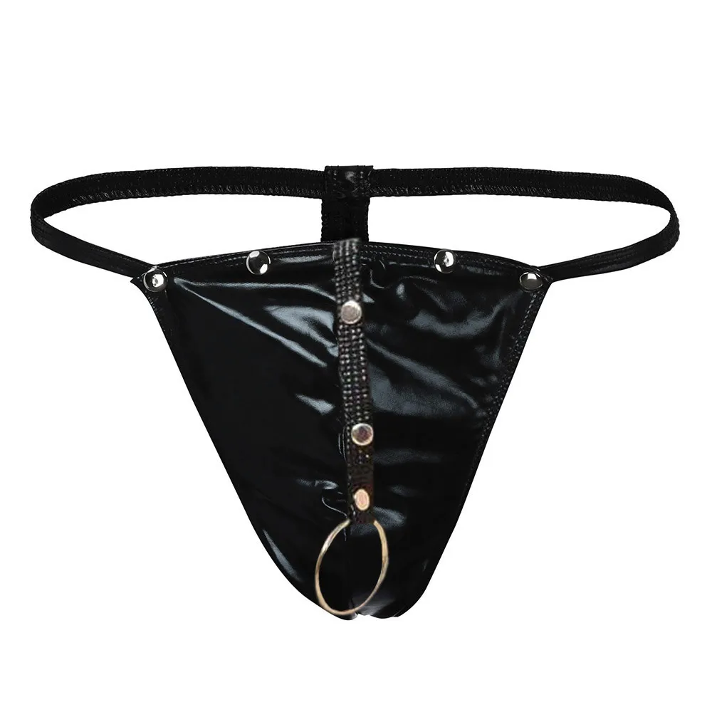 Экзотические Стринги мужское соблазнительное нижнее белье искусственная кожа