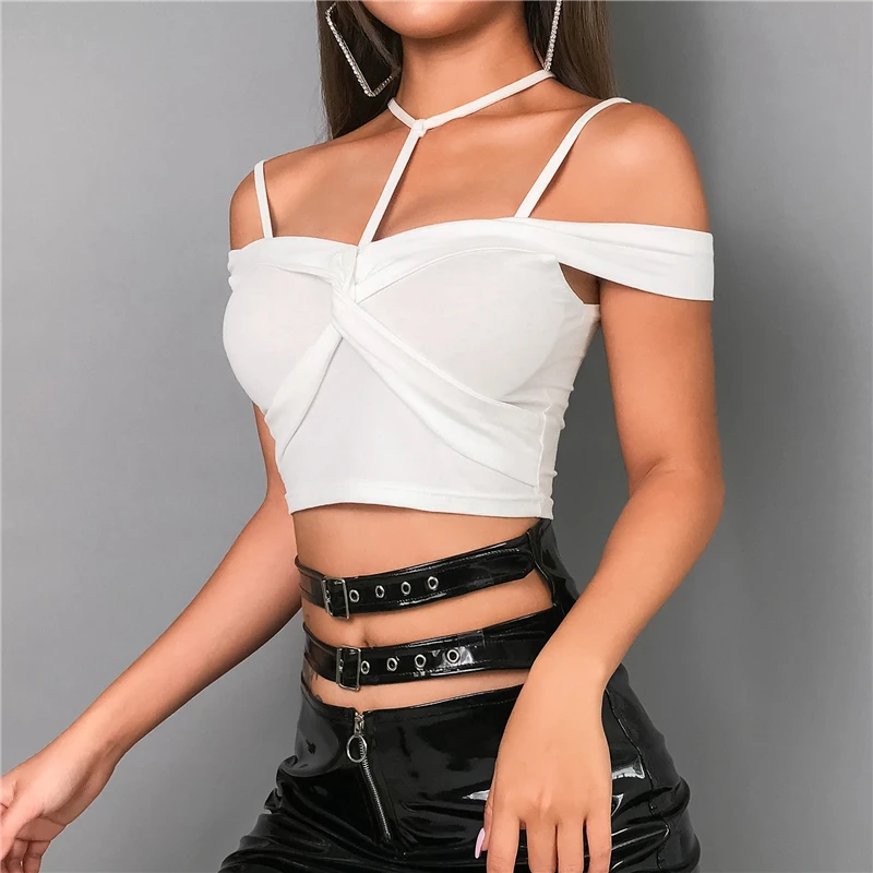 Weekeep Для женщин укороченные Bodycon блузки с открытой спиной Лето High Street Топ Холтер Для женщин трикотажные Модный жакет