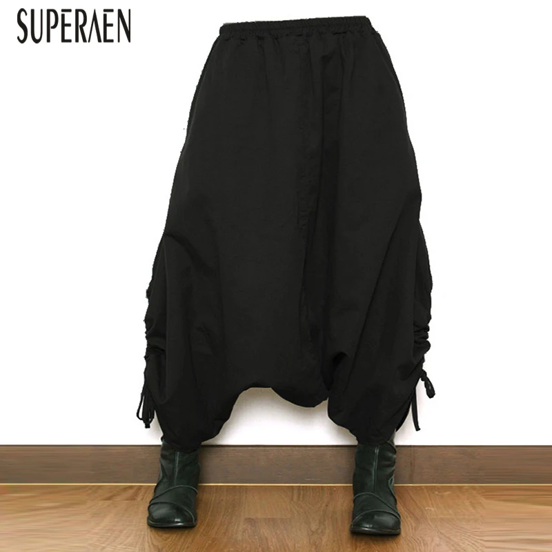 SuperAen, Весна и зима, новинка, женские длинные штаны,, дикие, на шнурке, хлопок, шаровары, женские штаны с эластичной талией
